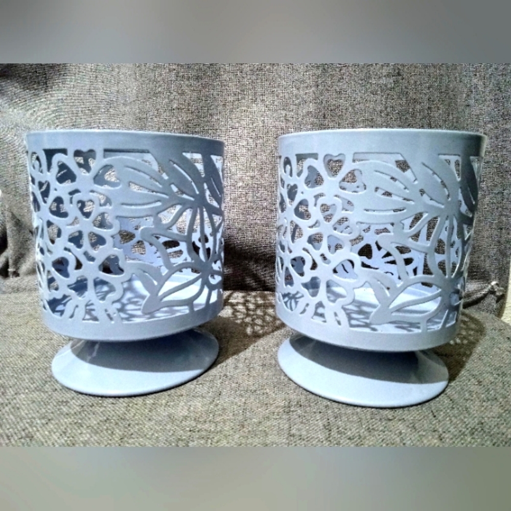 2pc Floral laser cut candle holders